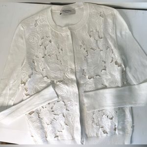Valentino Spa White Flower-Lace Cardigan size M